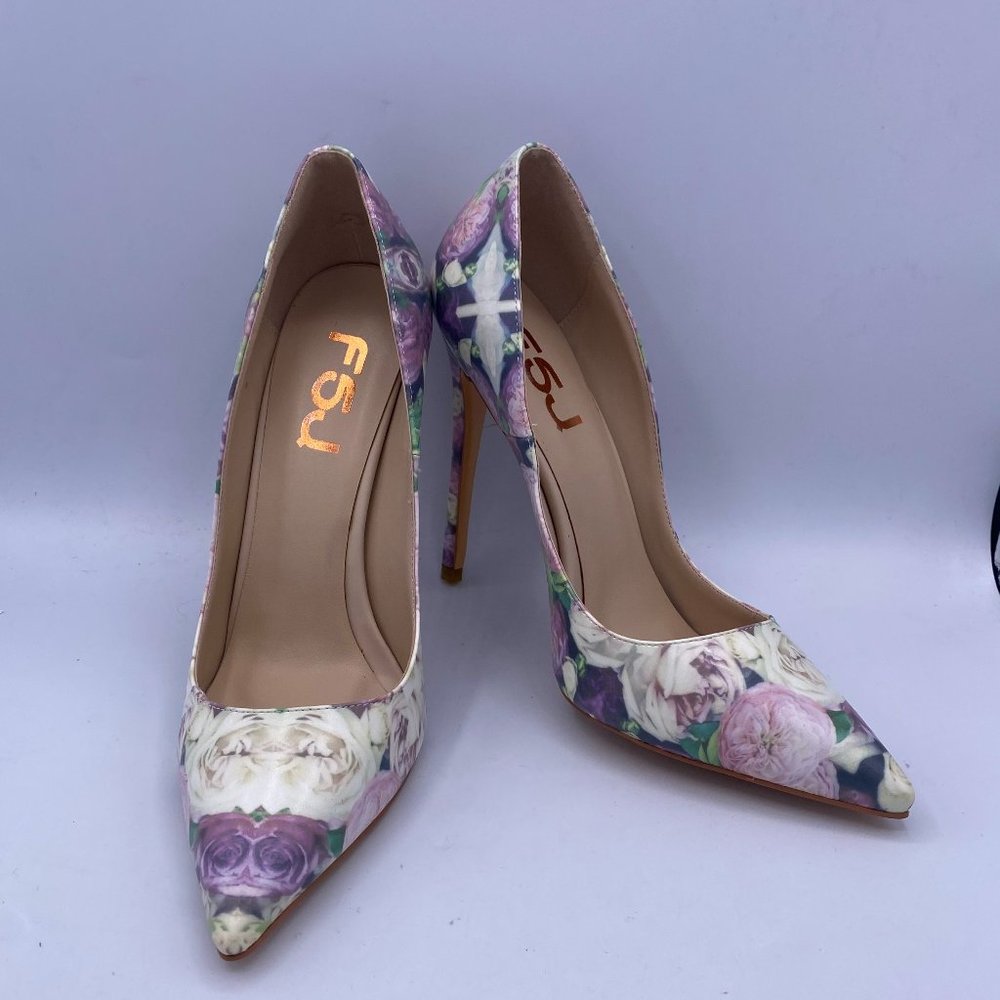 FSJ Pointed Toe Pumps High Heel Dress Shoe